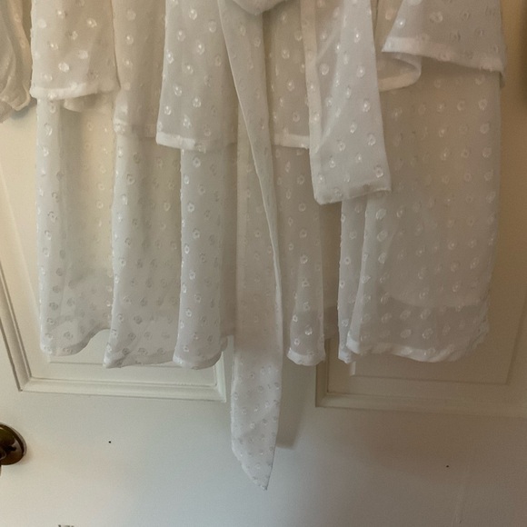 Lioness Legendary Lovers Plunge Dress White Swiss Dot Mini Tie Waist US 4 NWT - Picture 6 of 12